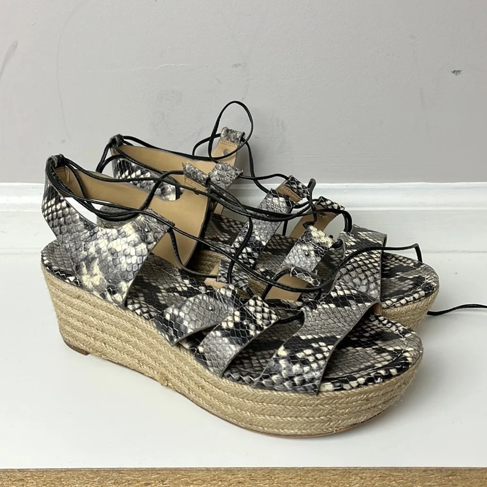MICHAEL Michael Kors snakeskin printed leather gladiator espadrilles